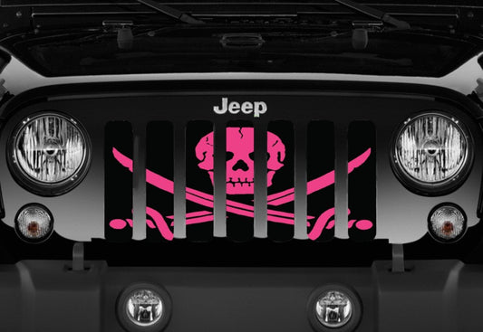 Platinum Ahoy Matey Hot Pink Pirate Flag Grille Insert