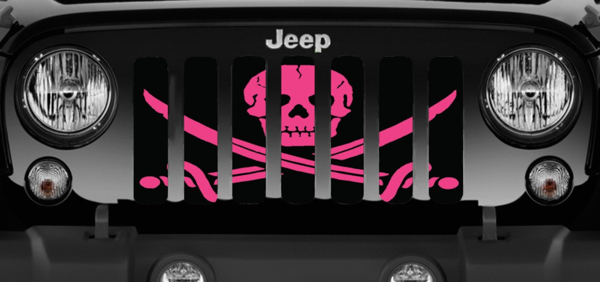Ahoy Matey Hot Pink Pirate Flag Grille Insert