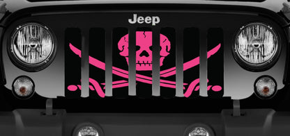 Ahoy Matey Hot Pink Pirate Flag Grille Insert