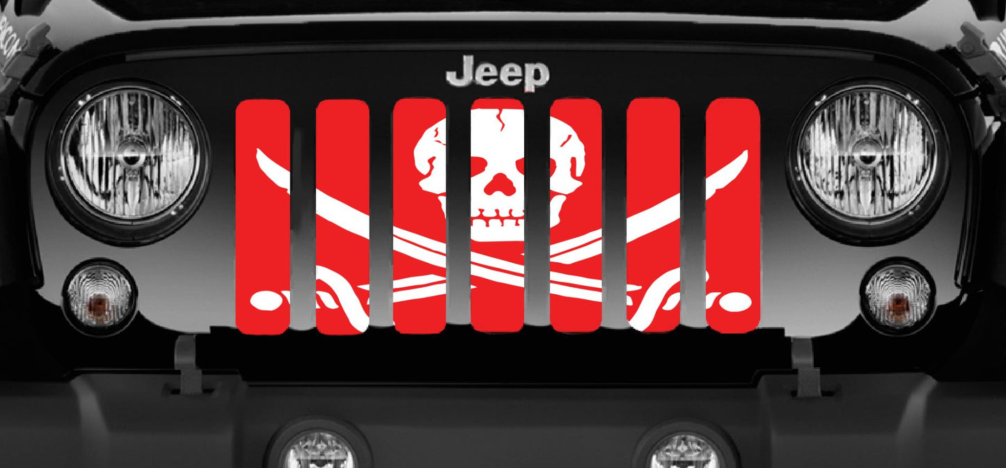 Ahoy Matey Pirate Flag Red Grille Insert