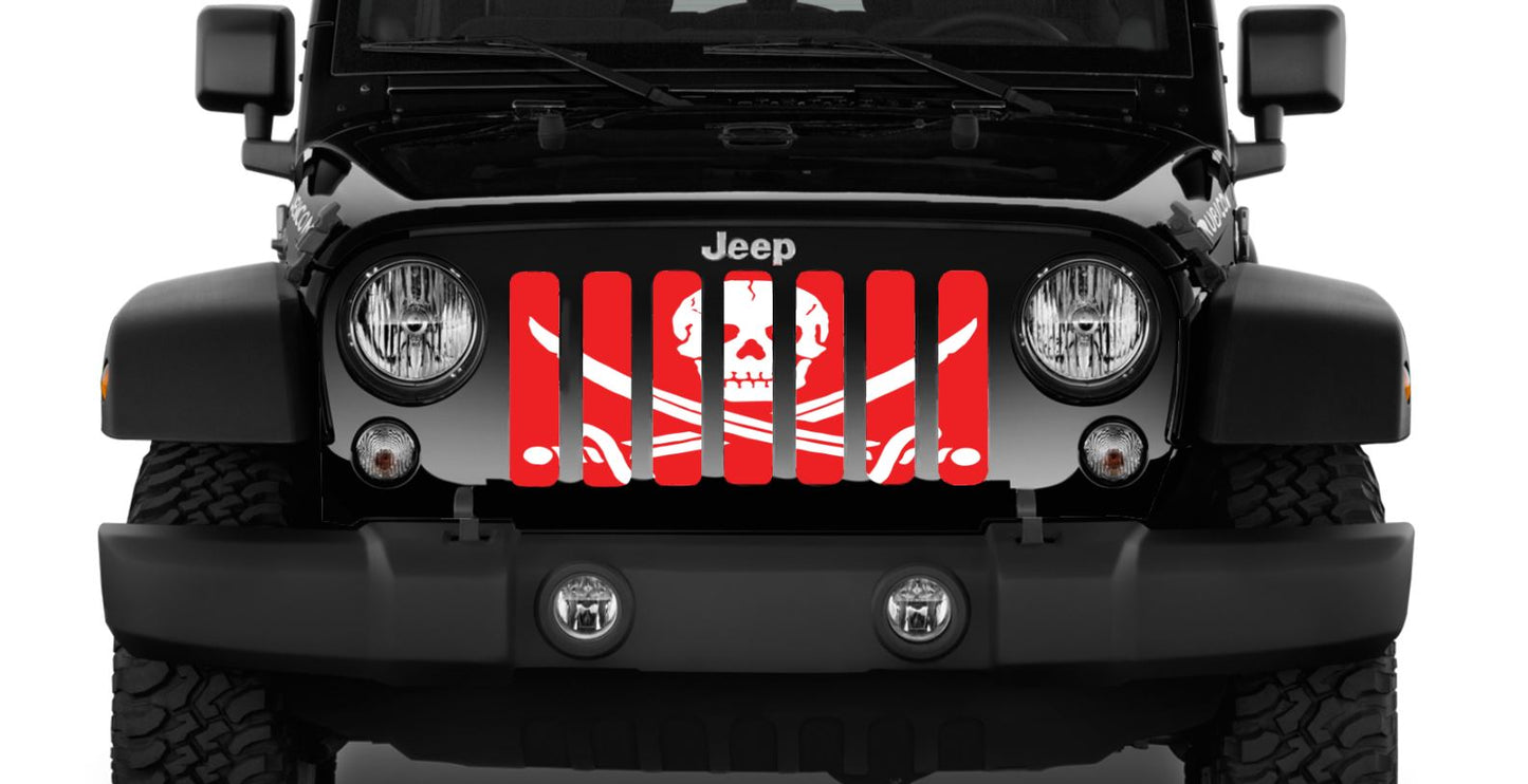 Ahoy Matey Pirate Flag Red Grille Insert