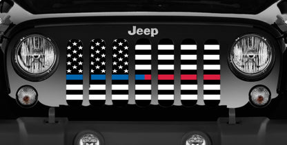 American Black and White Back the Blue and Red Grille Insert