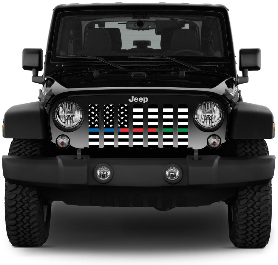 American Black and White Back the Blue, Red, Green Grille Insert