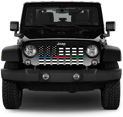 American Black and White Back the Blue, Red, Green Grille Insert
