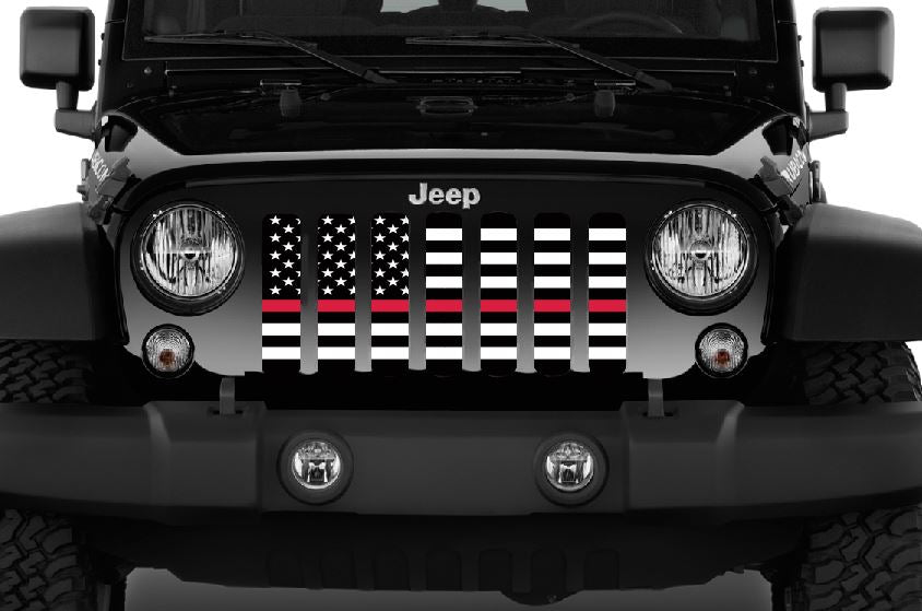 American Black and White Thin Red Line Grille Insert