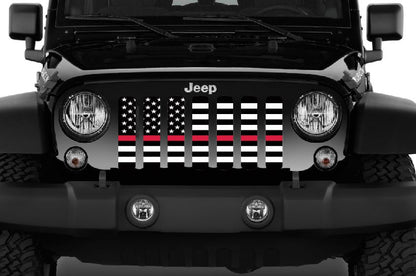 American Black and White Thin Red Line Grille Insert