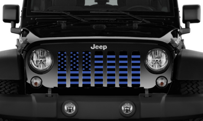 Platinum Black and Blue American Flag Grille Insert