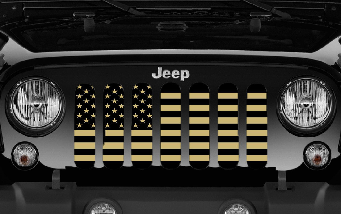 Platinum Black and Gold American Flag Grille Insert