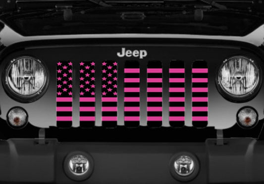 Platinum Black and Hot Pink American Flag Grille Insert