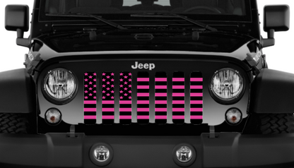 Platinum Black and Hot Pink American Flag Grille Insert