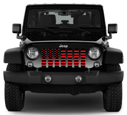 Platinum Black and Red American Flag Grille Insert