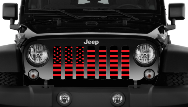 Platinum Black and Red American Flag Grille Insert