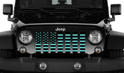 Black and Teal American Flag Grille Insert