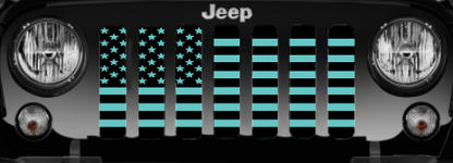 Platinum Black and Teal American Flag Grille Insert