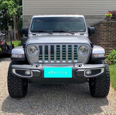 Platinum Black and Teal American Flag Grille Insert