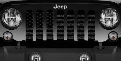 American Flag Dark Gray and Black Leopard Print Grille Insert