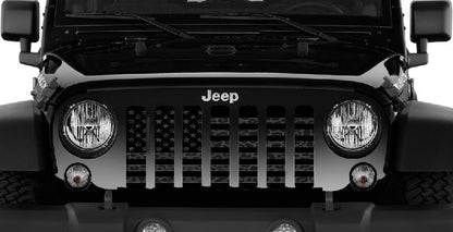 American Flag Dark Gray and Black Leopard Print Grille Insert