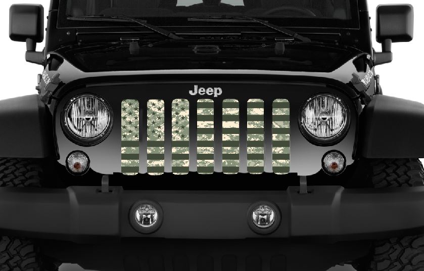 American Flag Digital Green Camo Grille Insert