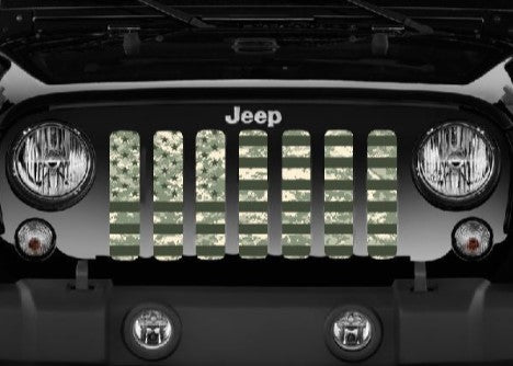 American Flag Digital Green Camo Grille Insert