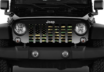 American Flag Woodland Camo Grille Insert
