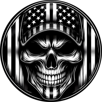 American Flag Skull Spare Tire Cover for Jeep, Bronco, RV, Camper, Trailer, & More