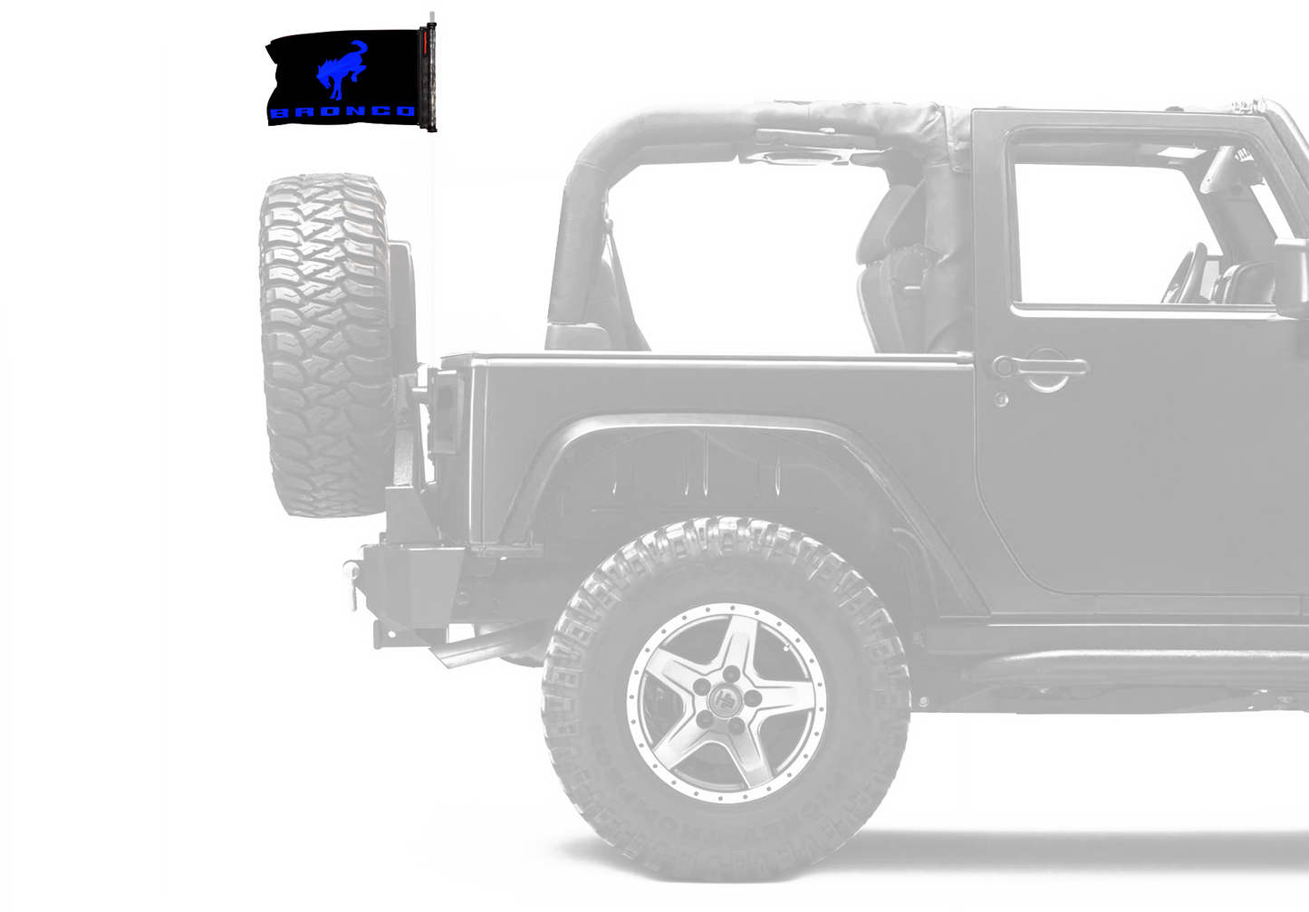 Bucking Bronco 12"x18" Forever Wave Flag for Jeep Wrangler JK 2-Door 2007-2018