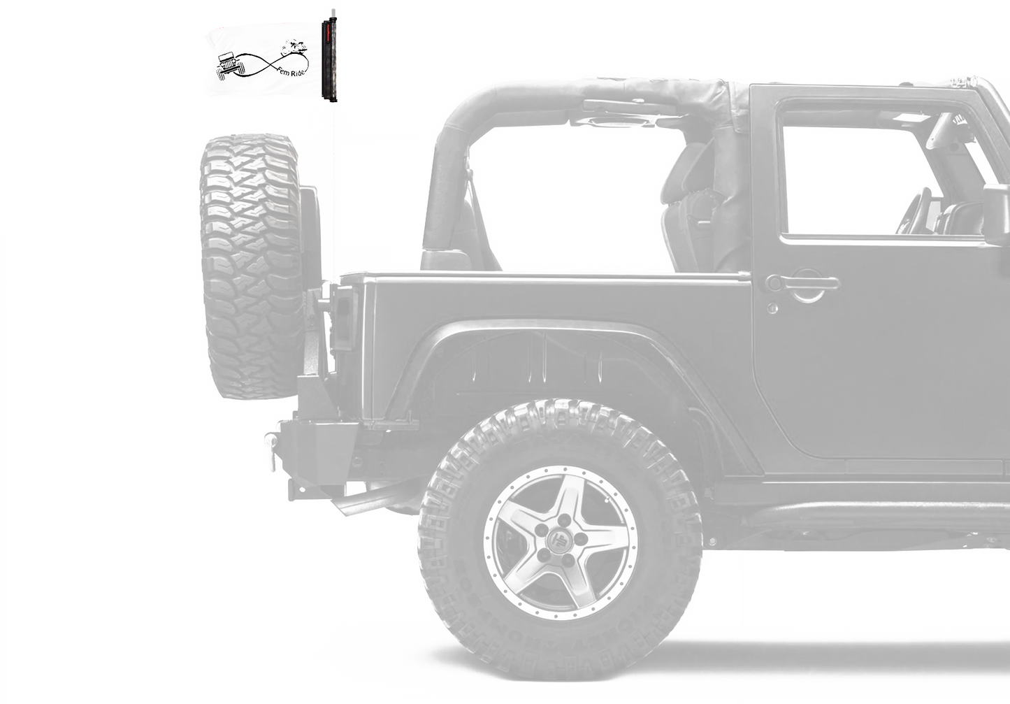 Fem Ride 12"x18" Forever Wave Flag for Jeep Wrangler JKU 4-Door 2007-2018