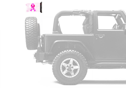 Pink Ribbon 12"x18" Forever Wave Flag for Jeep Wrangler JLU 4-Door 2018-Present