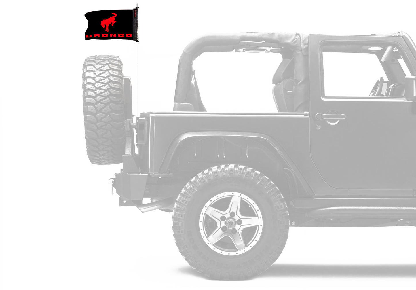 Bucking Bronco 12"x18" Forever Wave Flag for Jeep Wrangler JLU 4-Door 2018-Present