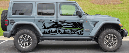 Green Stripe Flag Side Graphics - Pair