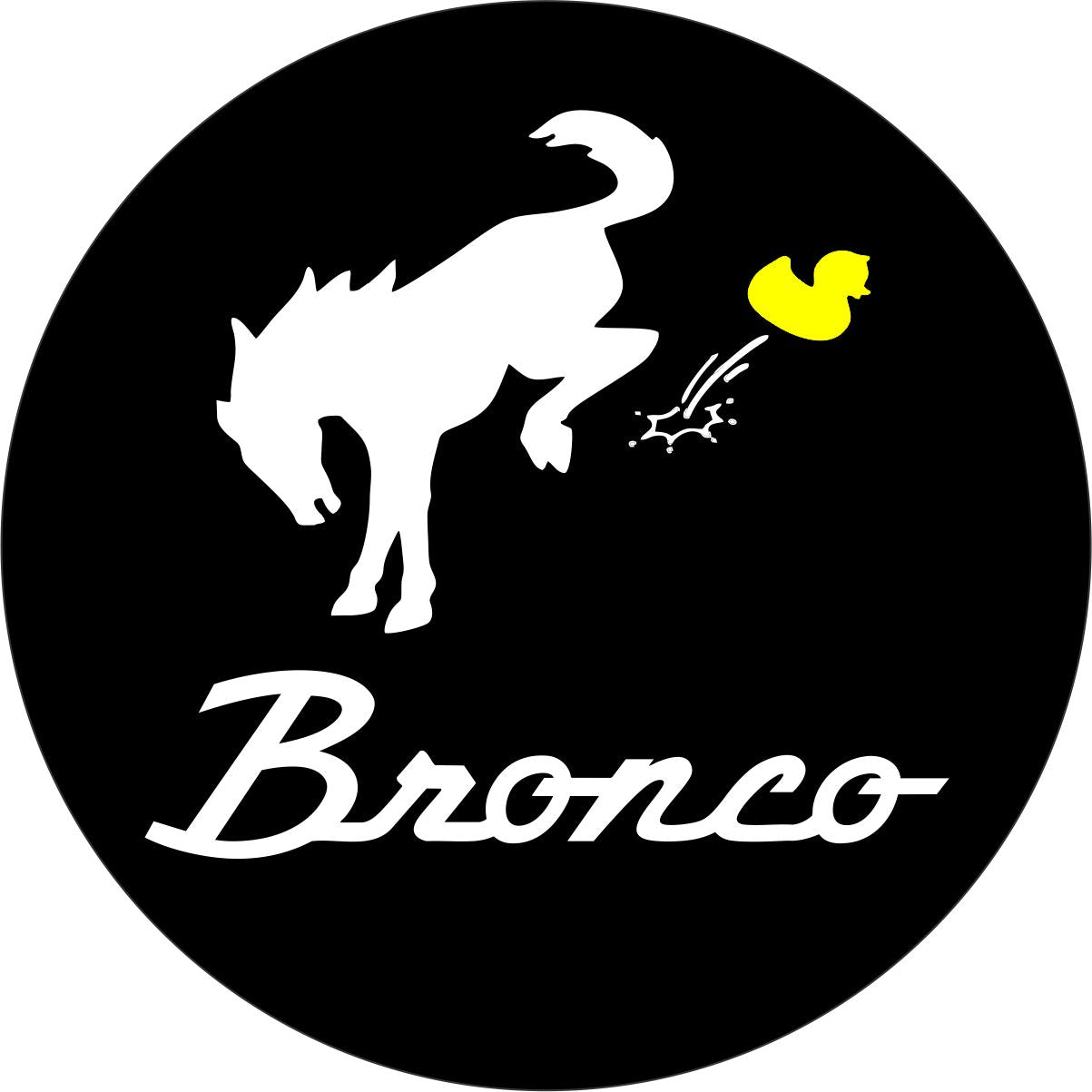 Bronco Bucking a Duck with Bronco Wording Spare Tire Cover Jeep, Bronco, RVs and more