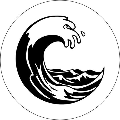 Simple Crashing Beach Wave Spare Tire Cover - Custom Color - Jeep, Camper, RV, Bronco, Etc.