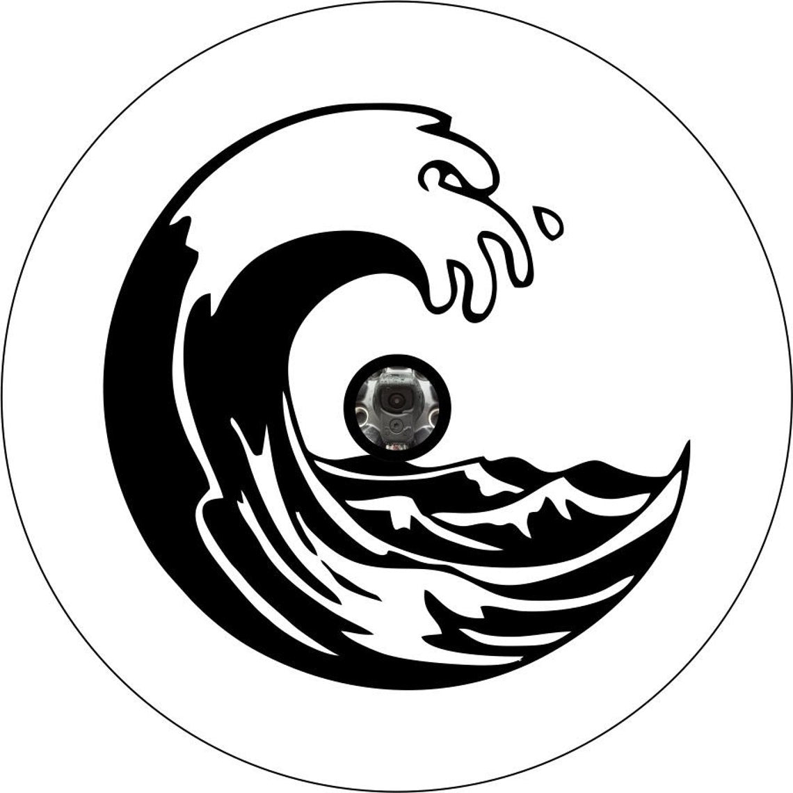 Simple Crashing Beach Wave Spare Tire Cover - Custom Color - Jeep, Camper, RV, Bronco, Etc.