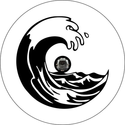 Simple Crashing Beach Wave Spare Tire Cover - Custom Color - Jeep, Camper, RV, Bronco, Etc.
