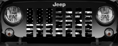 Black and White Camo Flag Grille Insert