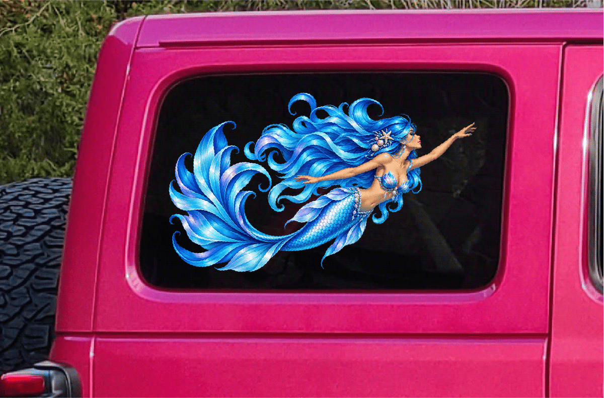Holographic Mermaid Back Window Graphics- Pair