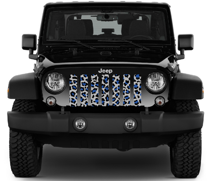 Blue and Gray Leopard Print Grille Insert