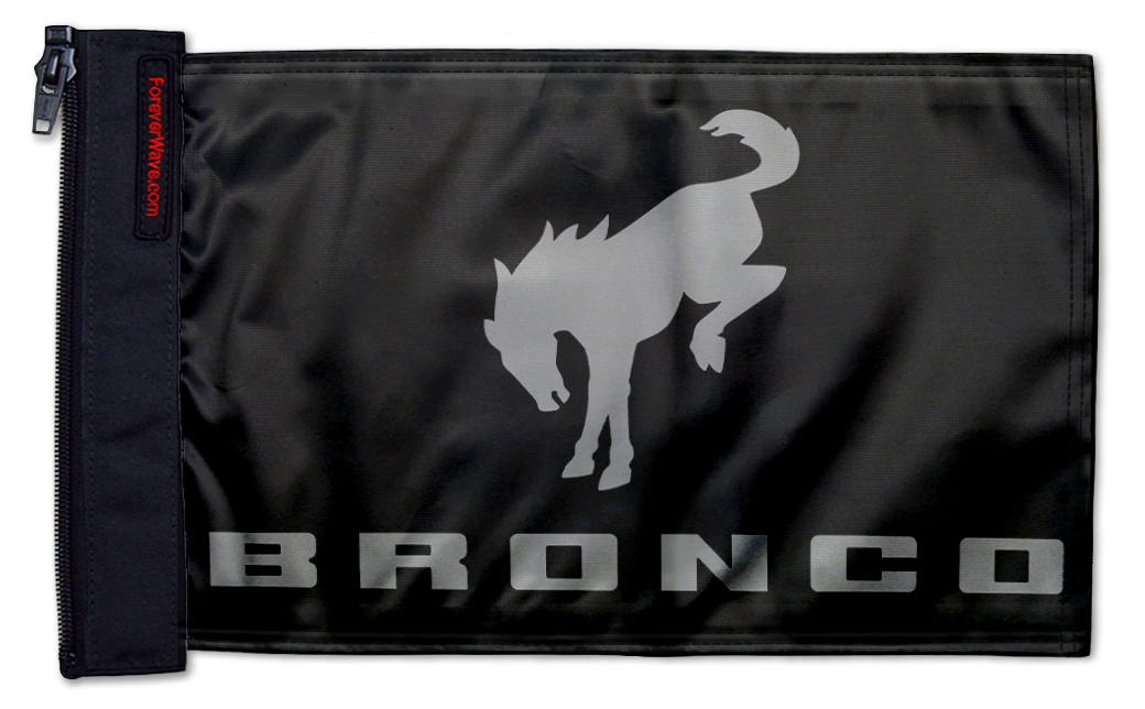 Bucking Bronco 12"x18" Forever Wave Flag for Jeep Wrangler JLU 4-Door 2018-Present