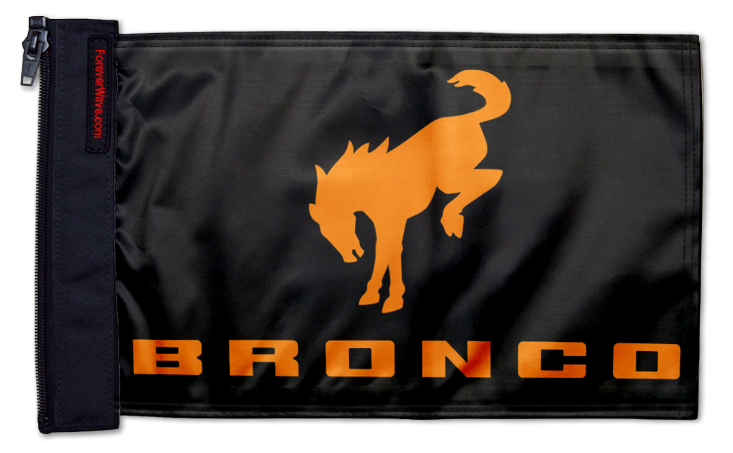 Bucking Bronco 12"x18" Forever Wave Flag for Jeep Wrangler JLU 4-Door 2018-Present