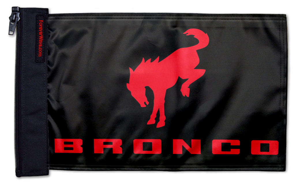 Bucking Bronco 12"x18" Forever Wave Flag for Jeep Wrangler JLU 4-Door 2018-Present