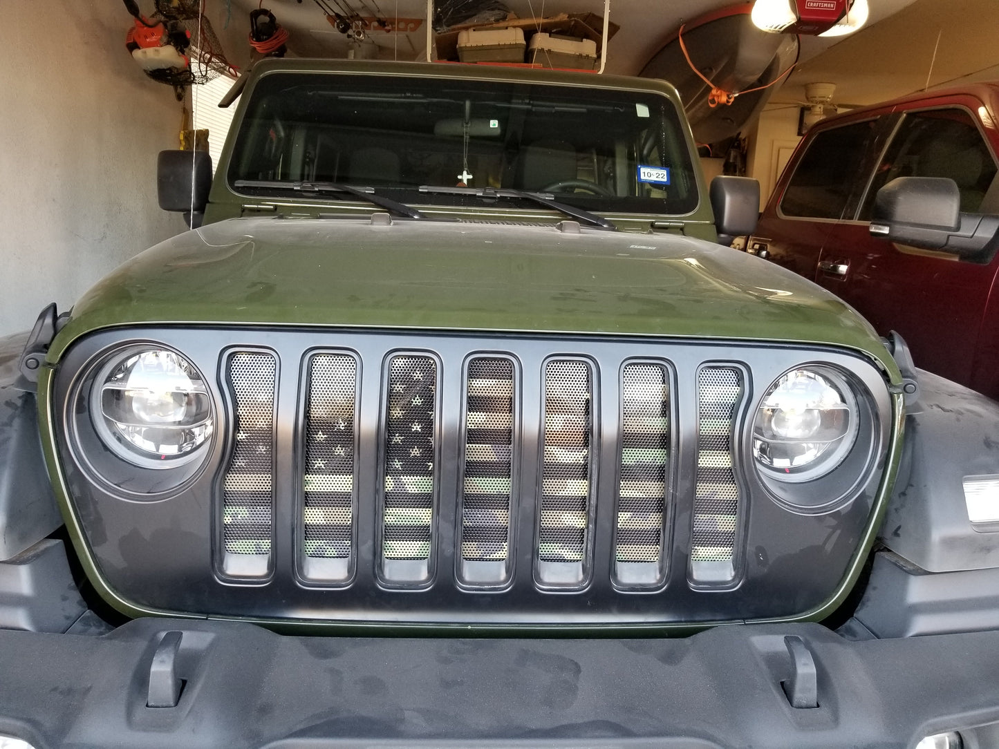 American Flag Woodland Camo Grille Insert