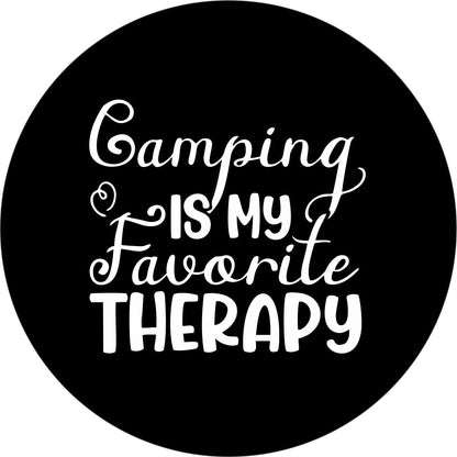 Camping Is My Favorite Therapy - Spare Tire Cover for RVs, Camper, Jeeps, Bronco, and More