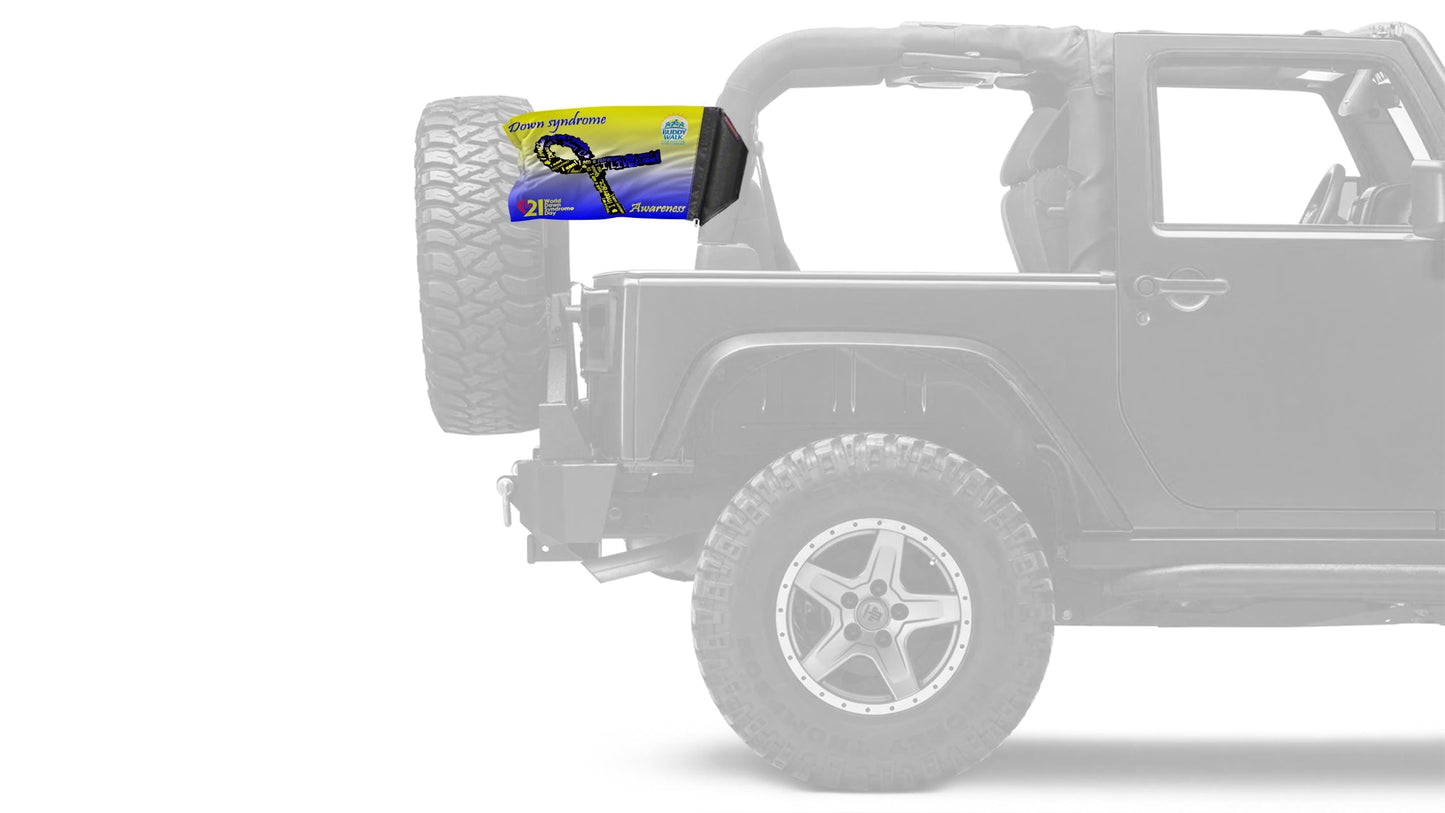 Down Syndrome Awareness 12"x18" Forever Wave Flag for Jeep Wrangler JLU 4-Door 2018-Present