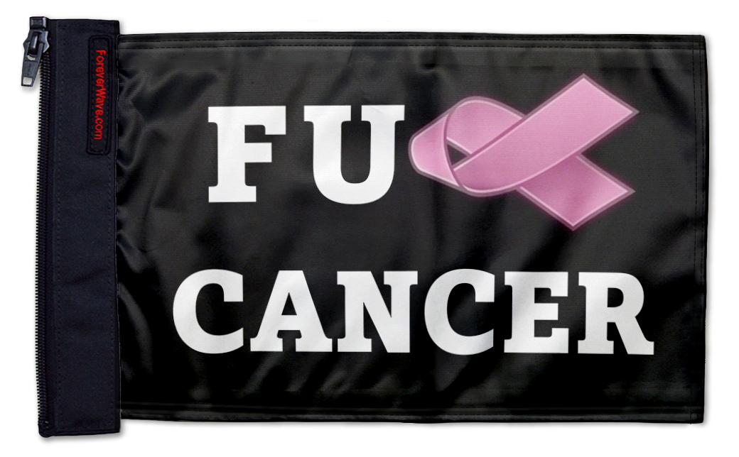 FU Cancer 12"x18" Forever Wave Flag for Jeep Wrangler JLU 4-Door 2018-Present