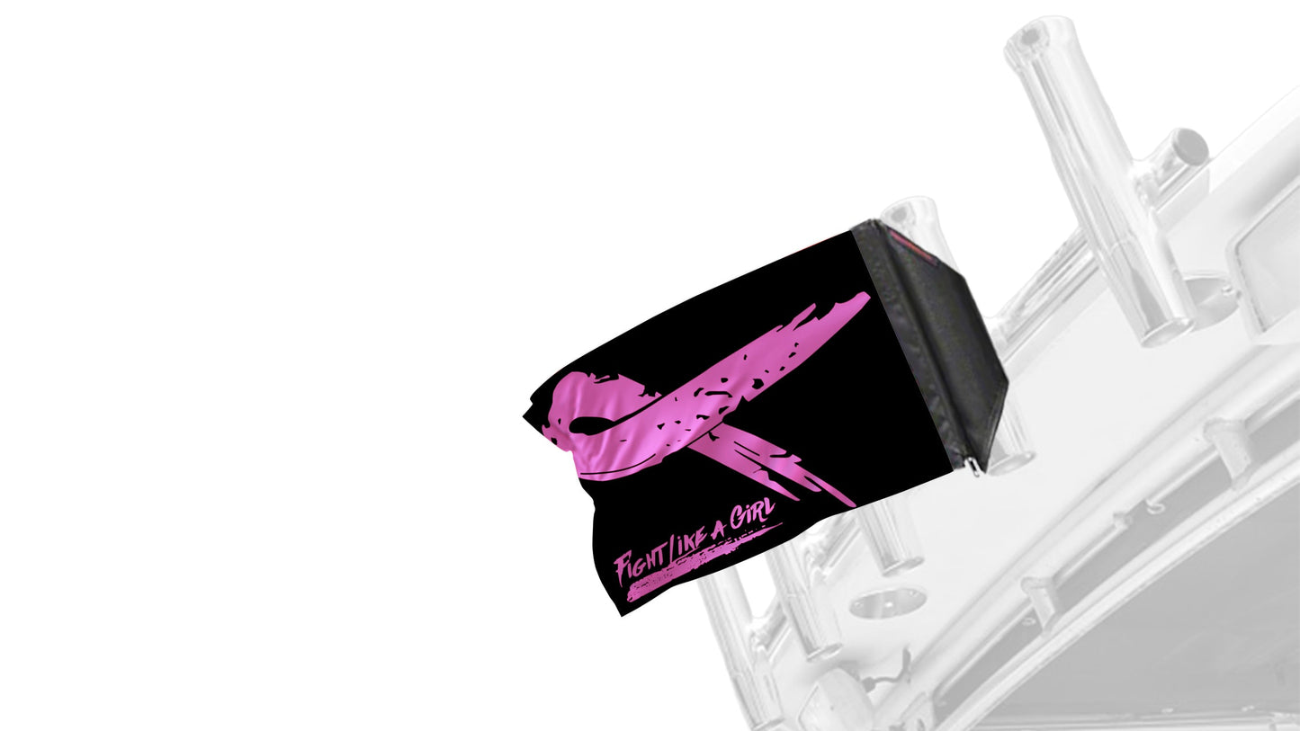 Pink Ribbon Fight Like A Girl 12"x18" Forever Wave Flag