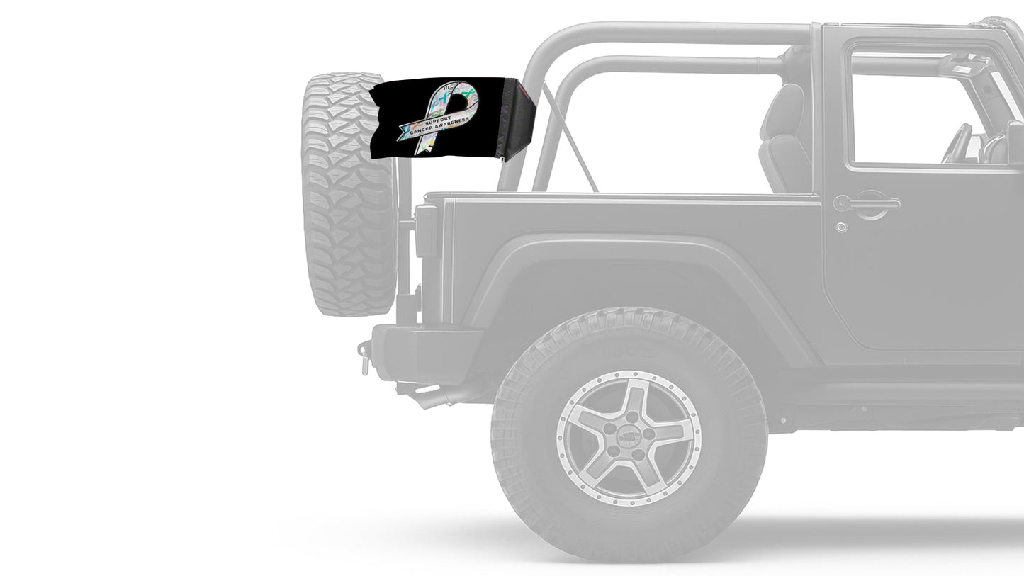 Support Cancer Awareness 12"x18" Forever Wave Flag for Jeep Wrangler YJ 1986-1995