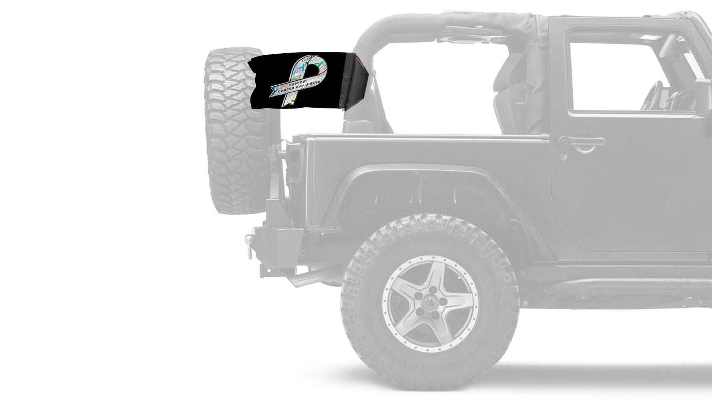 Support Cancer Awareness 12"x18" Forever Wave Flag for Jeep Wrangler JLU 4-Door 2018-Present