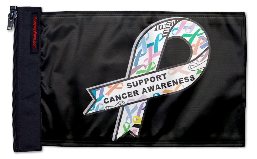 Support Cancer Awareness 12"x18" Forever Wave Flag for Jeep Wrangler JLU 4-Door 2018-Present