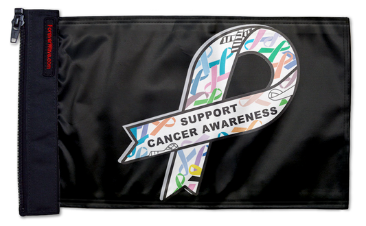 Support Cancer Awareness 12"x18" Forever Wave Flag for Jeep Wrangler JLU 4-Door 2018-Present