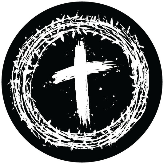 Jesus Crown of Thorns + Christian Cross Spare Tire Cover for Jeep, Bronco, RV, Camper